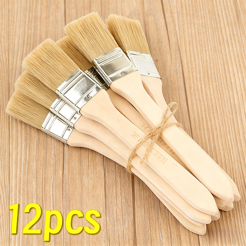 Furniture Hardware Pulls - 1-24 個のプロフェッショナルペイントブラシセット、木製ハンドル付き、壁家具、家庭用塗装、ステイン、ワニス、ジェッソ、クリーニングツール用