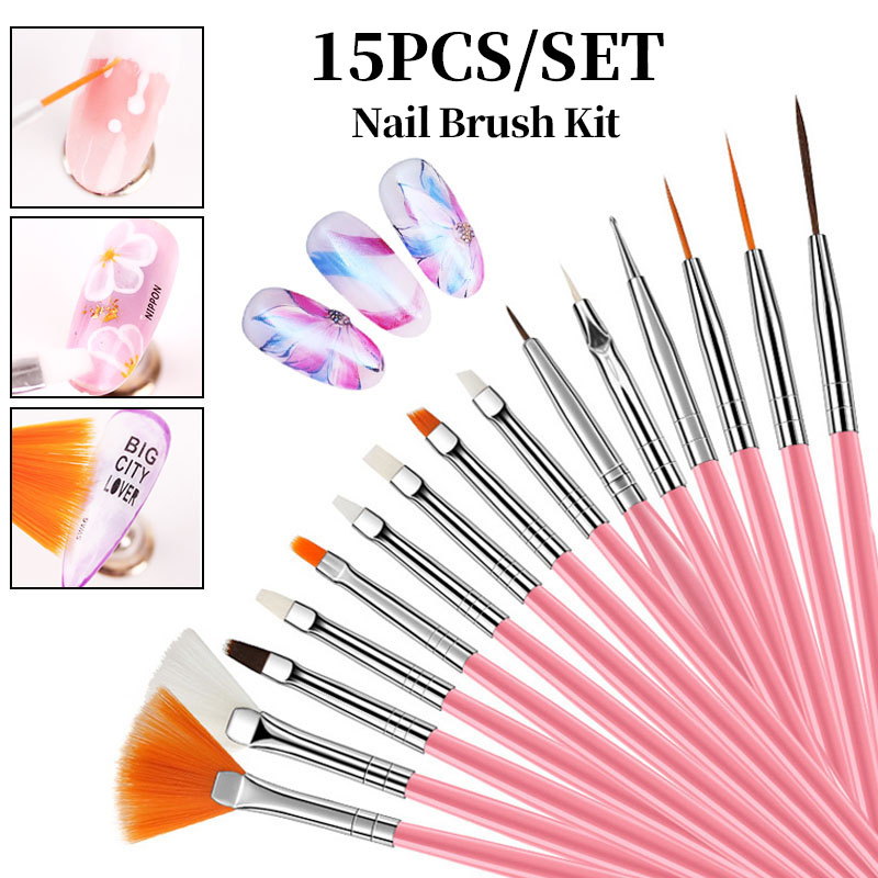 Furniture Hardware Nails - LINMANDA 15 ピンクネイルアートブラシセット ネイルアートペイントブラシ ネイルサロンブラシツール 家庭用やネイルサロンでの使用に適しています