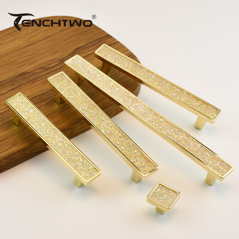 Furniture Hardware Gold - ワードローブ,キッチン収納キャビネット用の金メッキクリスタル家具ハンドル