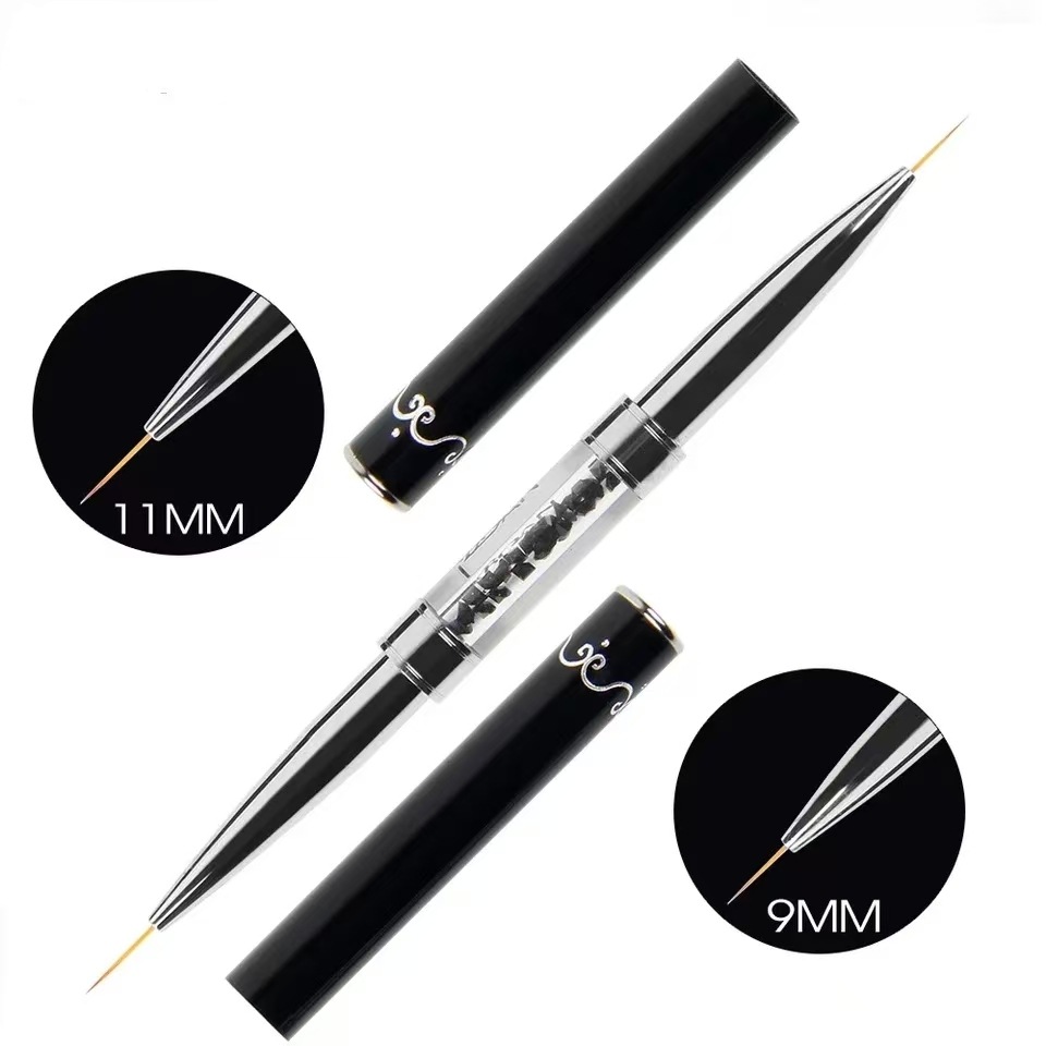 Furniture Hardware Nails - デュアルエンドブラックメタルハンドルネイルアートライナーペンダブルヘッド超細い先端UVジェル描画用マニキュアツール