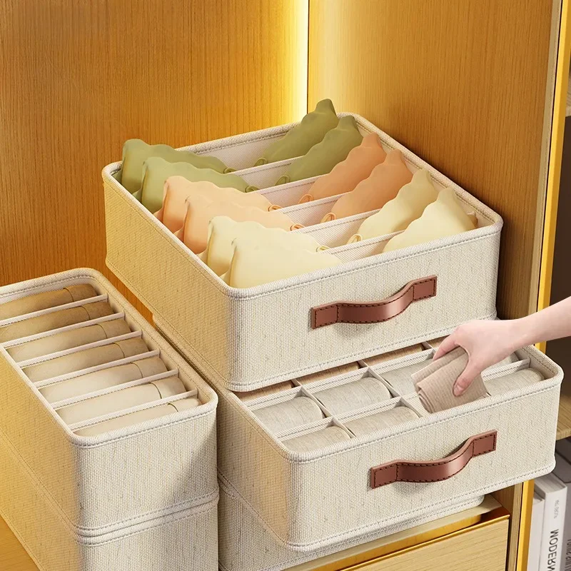 Drawer Organizer Peg - 1-5 個の布製引き出しオーガナイザー、下着、靴下、ブラジャー用 - 間仕切り付きクローゼット収納ボックス、折りたたみ式ワードローブ棚オーガナイザー Se