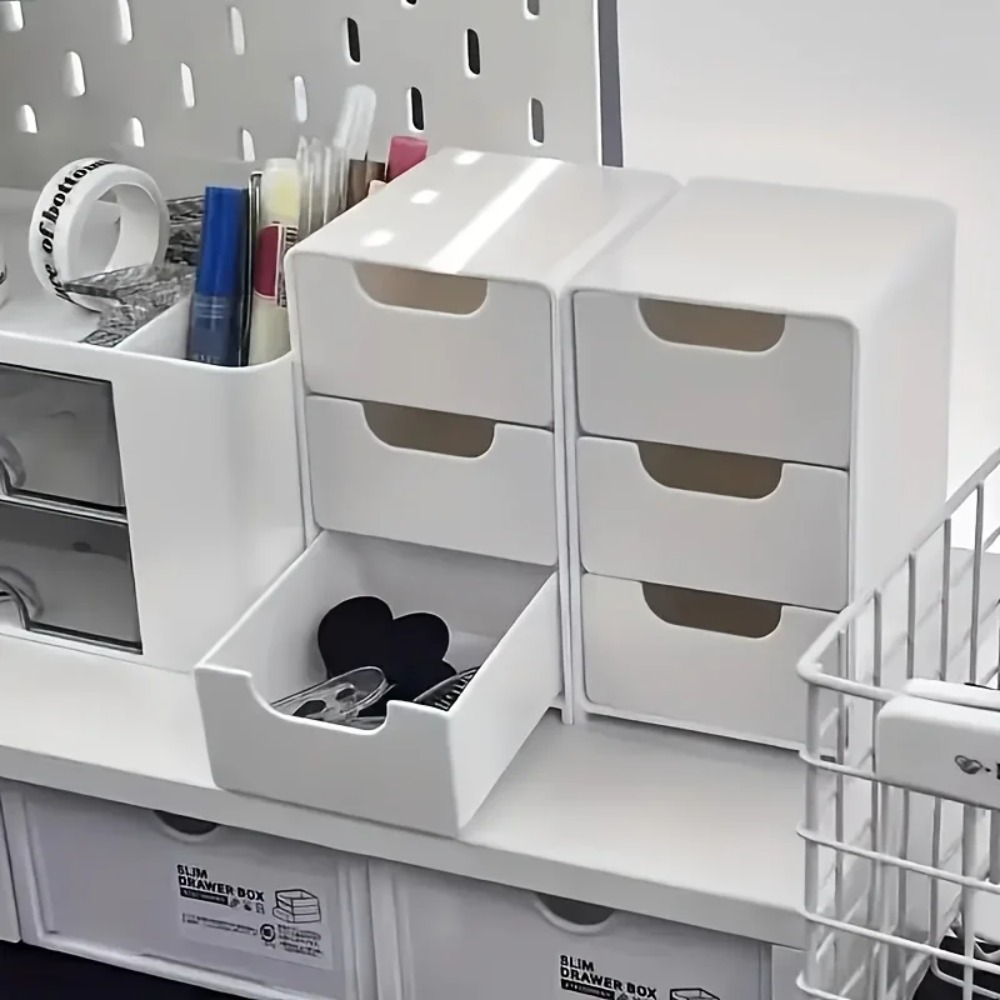 Drawer Organizer Peg - 引き出し付きシックな3段デスクオーガナイザー - オフィス用品、ジュエリー、化粧品の収納に最適 - ポータブル仕切りボックス