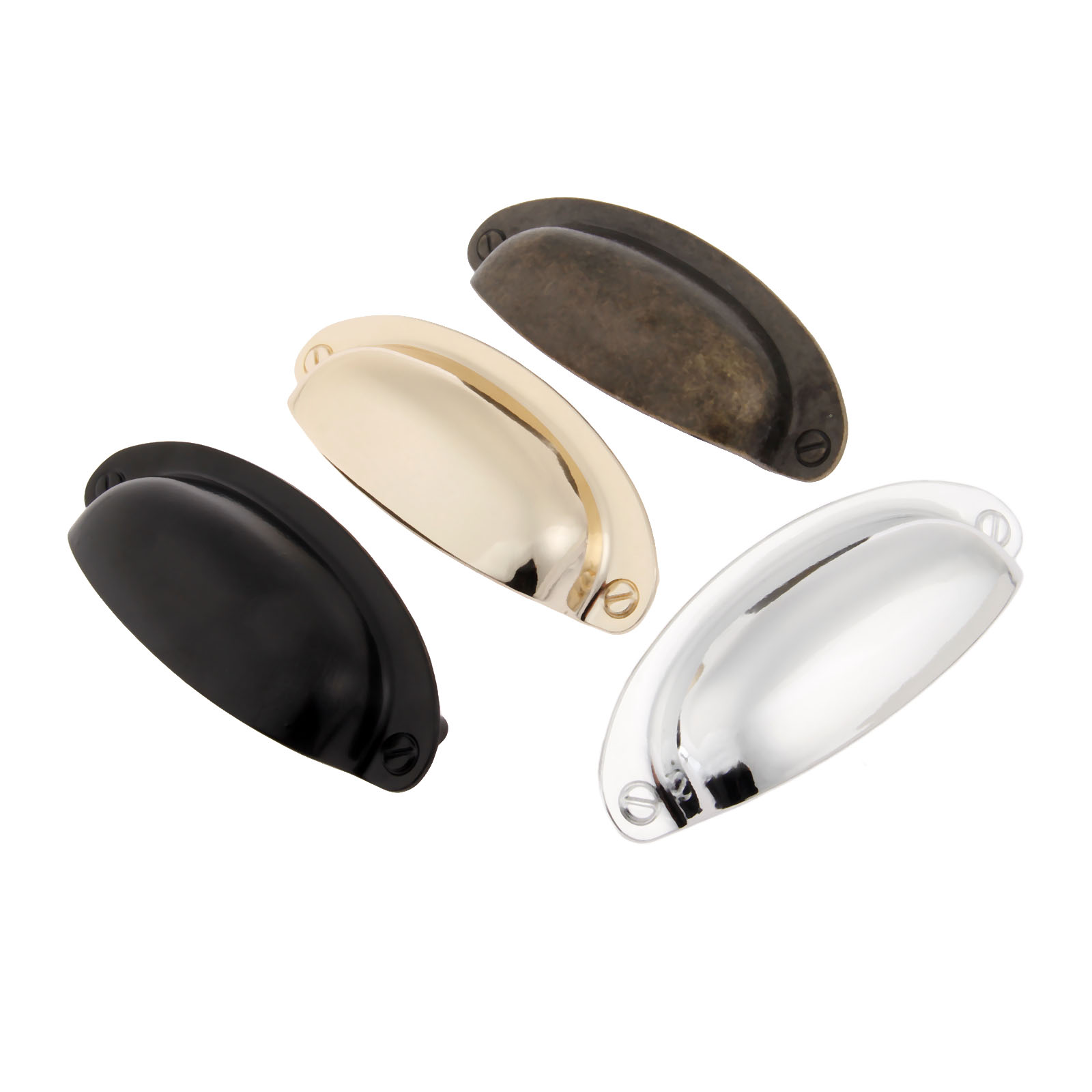 Furniture Hardware Gold - ヴィンテージシェルハンドル108x40mm,アンティークブロンズ/ゴールド/シルバー/ブラック,キャビネット引き出しドア用ネジ1セット