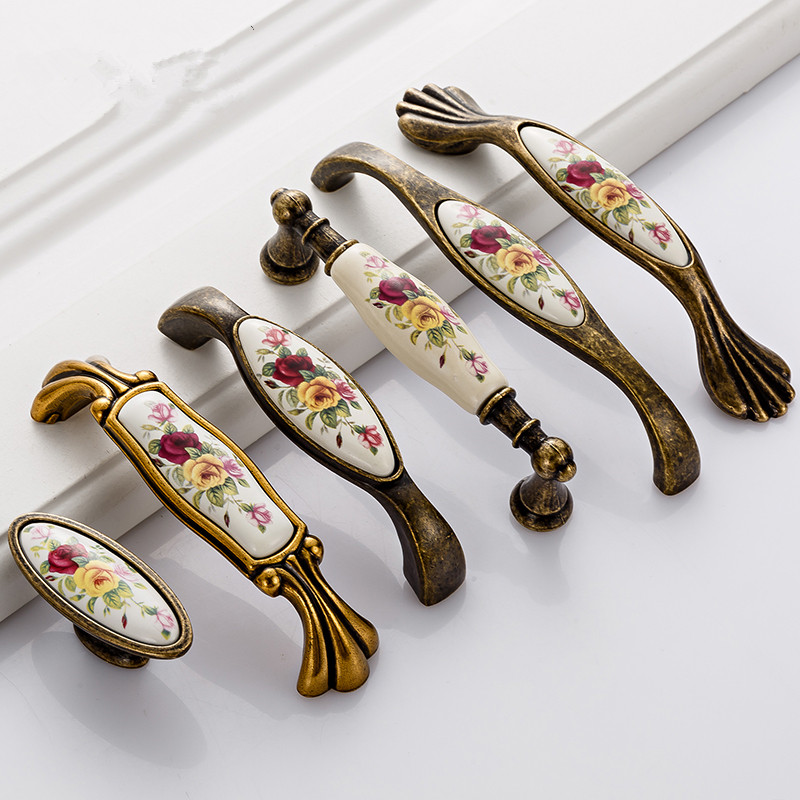Vintage Furniture Hardware Pulls - ヴィンテージセラミックハンドルキャビネットプルノブワードローブクローゼット食器棚用家具ハードウェアアクセサリードアハンドル