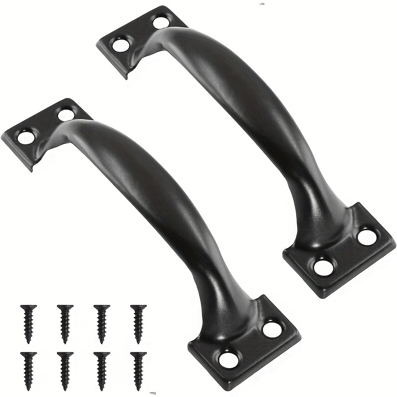 Furniture Hardware Kit - 2個入りDIY家具用鉄製ハンドル、ドア、ゲート、窓、引き戸、納屋のドア、ガレージ、小屋の取っ手用ネジ付き