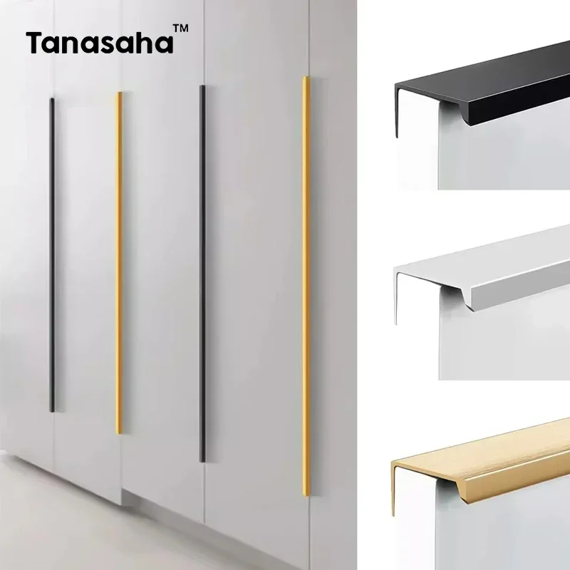 Furniture Hardware Gold - 隠し家具ハンドルマットブラックゴールドシルバーキッチンキャビネットプルワードローブプルパンチなしキャビネットと引き出し用ハンドル