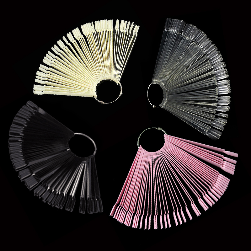 Furniture Hardware Nails - 4 色 50 個偽ネイルのヒント偽ネイルアートポリッシュカラーカードアクリル練習チャートパレットバックルリング練習表示ツール