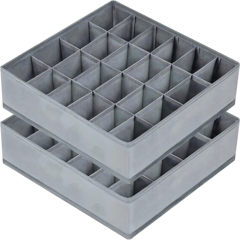 24グリッド折りたたみ式収納オーガナイザーボックス、布製靴下 - Drawer Organizer Peg のレビューと価格