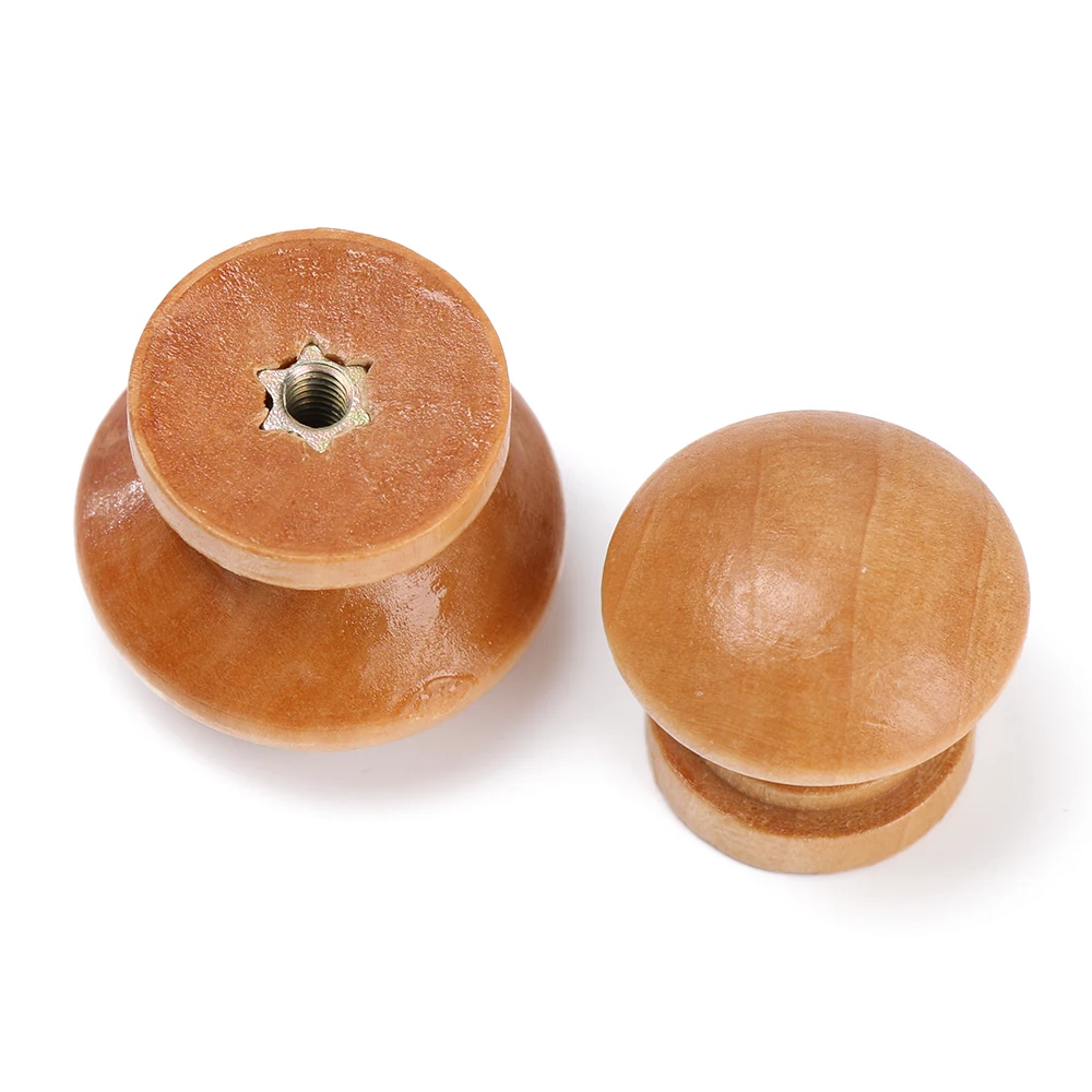 10 ピース/ロット丸型天然木製引き出しノブワードローブプル - Furniture Hardware Handles のレビューと価格