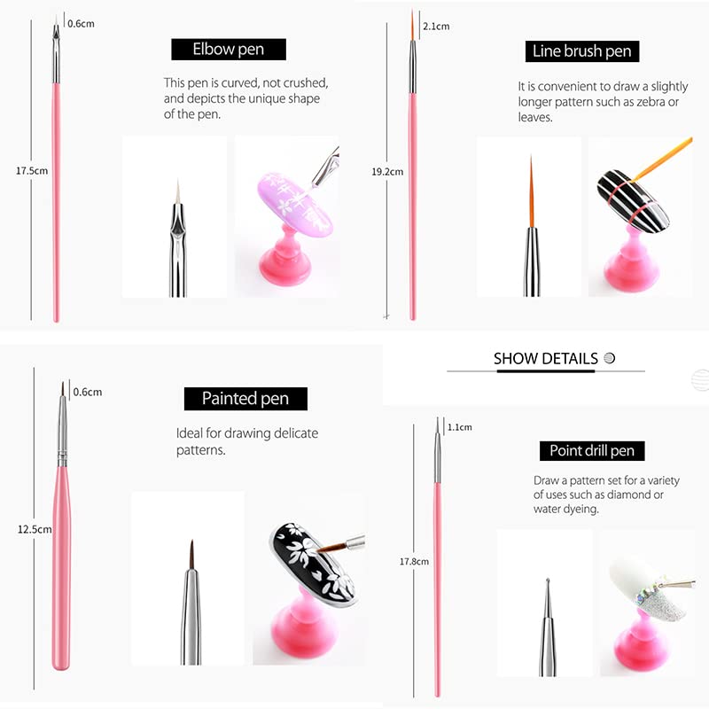 LINMANDA 15 ピンクネイルアートブラシセット ネイ - Furniture Hardware Nails のレビューと価格