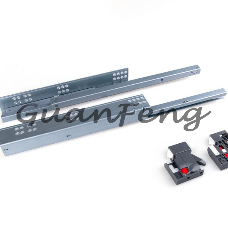 ハンドル付き隠し引き出しスライド、2段式ソフトクローズダブル - Furniture Hardware Handles のレビューと価格